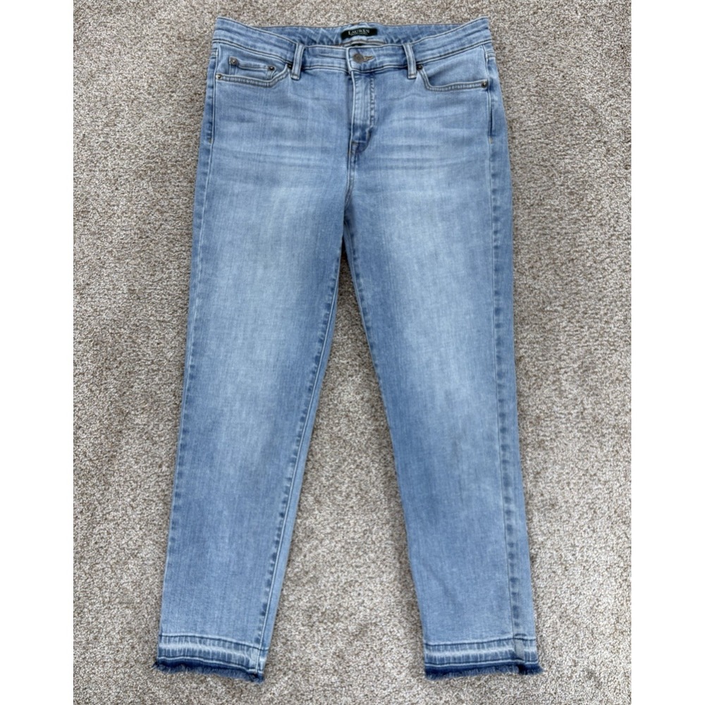 Lauren Ralph Lauren Premier Straight Cropped Jeans Women's 10 Blue Released Hem